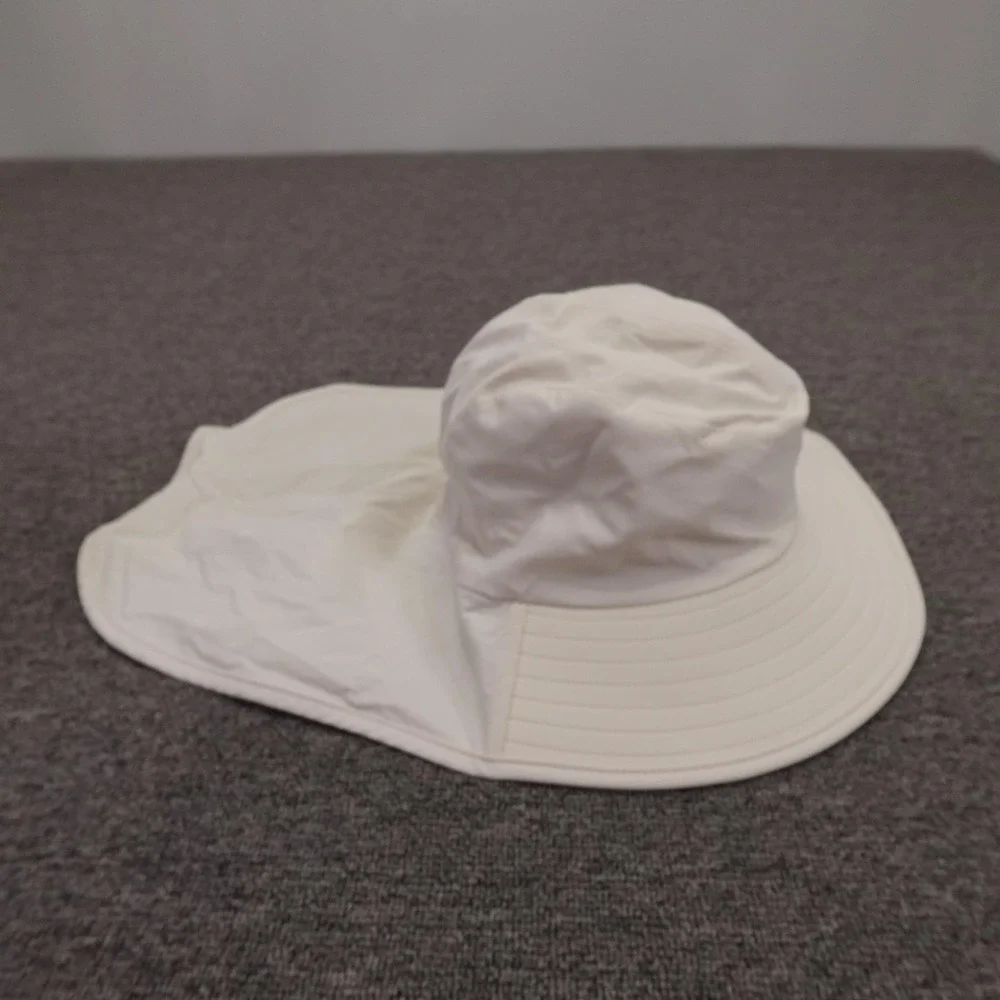 Lululemon Hat Sun Womens Large White Wide Brim Neck Flap Adjustable Chin Strap